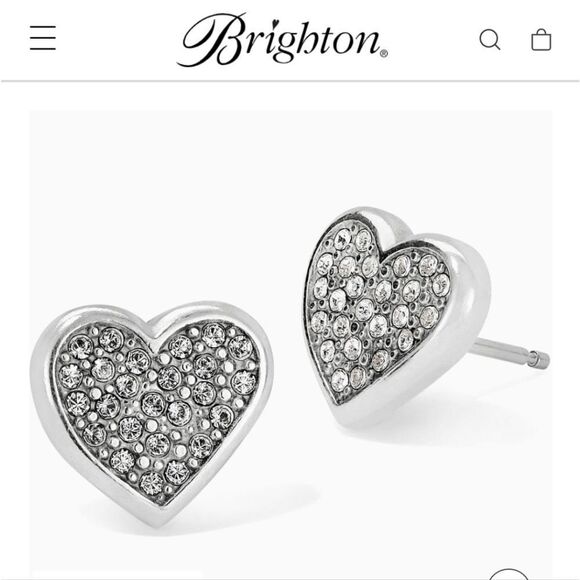 Brighton Silver Crystal Heart Earrings - Picture 3 of 3